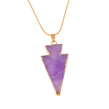 Natural Amethyst Arrow Pendant Necklace