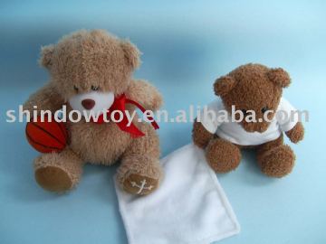 Cute Plush Brown Bear Toys With Ball and towel