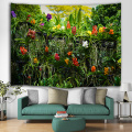 Blumen Pflanzen Tapisserie Wandbehang Waldgrün Blumen Rattan Natur Stil Tapisserie für Wohnzimmer Schlafzimmer Wohnheim Wohnkultur