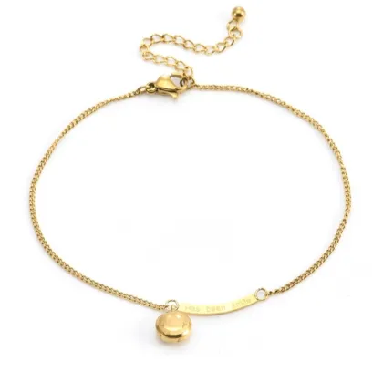 18K Gold Plated Smiley Bead Fashion Anklet - Wholesale Waterproof Stainless Steel Anklet for Women