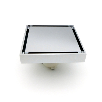 Chrome and Copper Square Shower Floor Drain with Stainless Steel Strainer for Hotels - 2 Year Warranty
