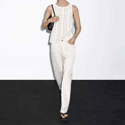 Women's minimalist striped detail knitted vest top