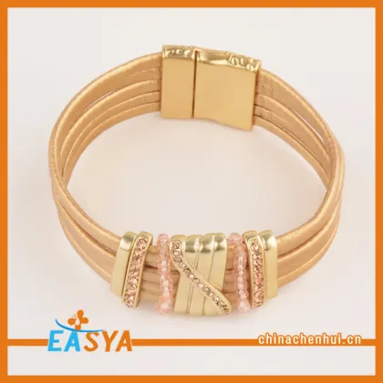 Well Handmade Jewelry Multi Leather Yellow Bracelet