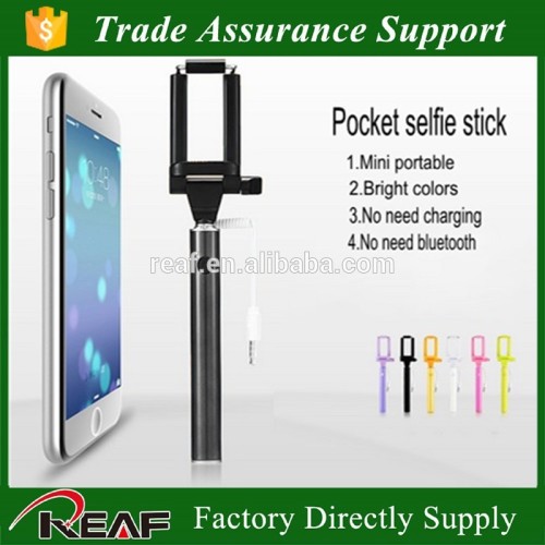 Free sample selfie mini monopod,wholesale selfie stick 2015 with cable,wired mini selfie stick