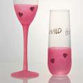 champagne flute glass set with glitter design