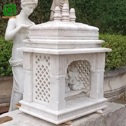 Small Marble Temple Sculpture with Buddha in India
