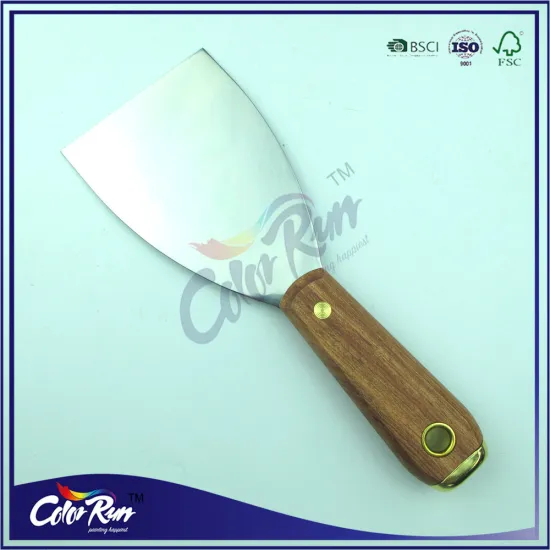 ColorRun hot sale carbon steel mirror polishing wooden handle putty knife