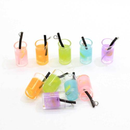 Fruit Juice Cup Resins - Colorful Mugs Drinks Cabochons 11*28MM Resin Fruit Juice Drinks Cup Slime Charms Pendants