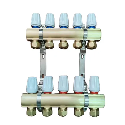 4 Loop Brass Radiant Heat PEX Floor Heating Manifold for PEX Hydronic Radiant Floor Heating System
