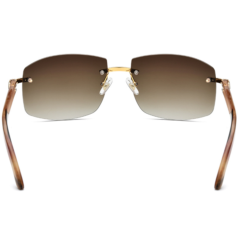 Rimless Nylon Buffalo Horn Sunglasses