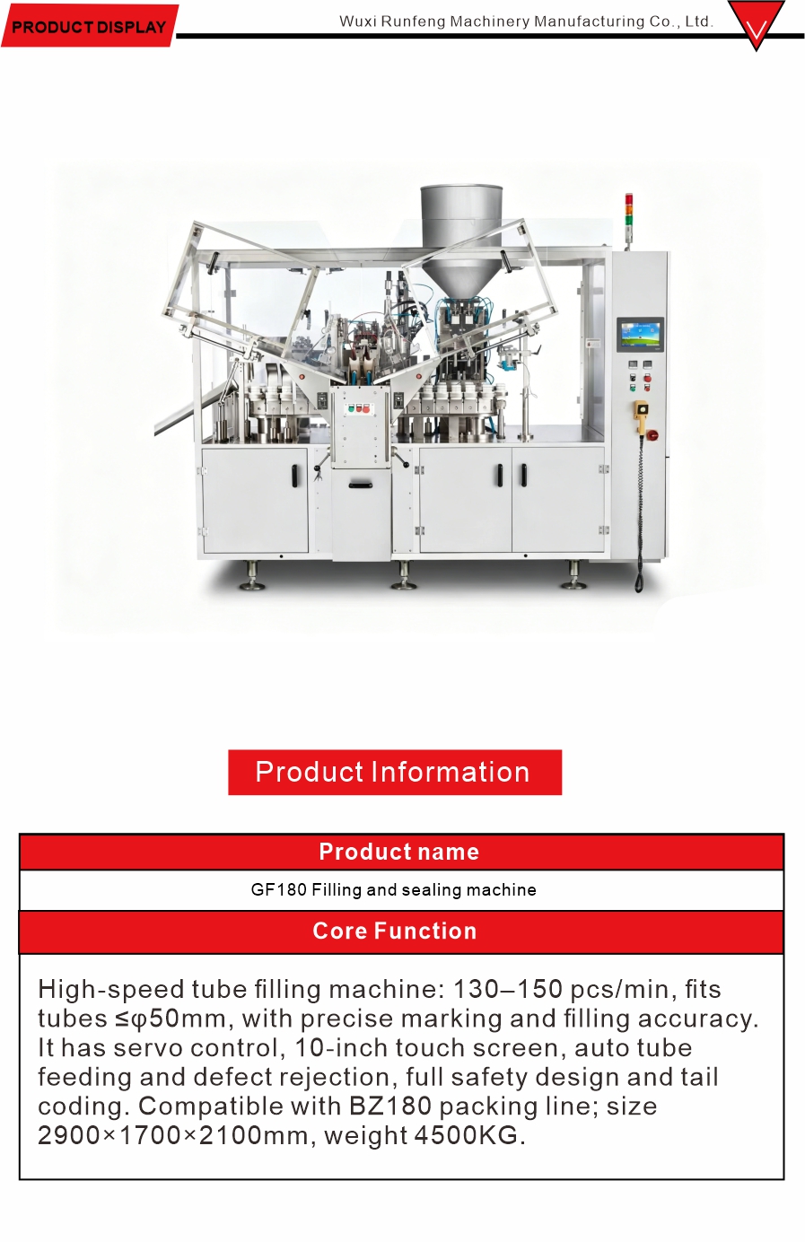 Servo Controlled Tube Filling Equipment
