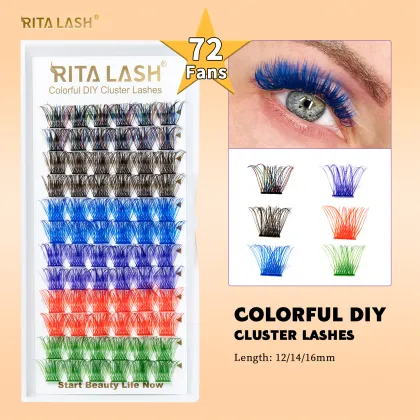 Wholesale DIY Fan Eyelashes: Mixed Color Segment Lashes & Colorful Eyelash Extensions