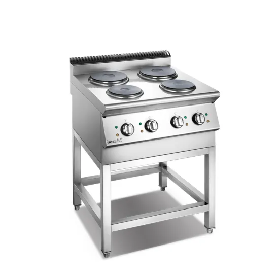 X Series Electric 4 Burner Hot Rolled Steel Plate Cooker With Open Cabinet