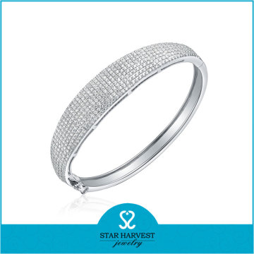 2016 distributer fashion design pave setting lady 925 italian silver bracelet