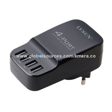 34W Portable Mobile Phone Charger, 4 Independent USB Ports/Can Charge 2 iPhone, iPad Simultaneously