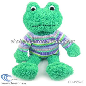 Green big frog plush toy with T-shirt