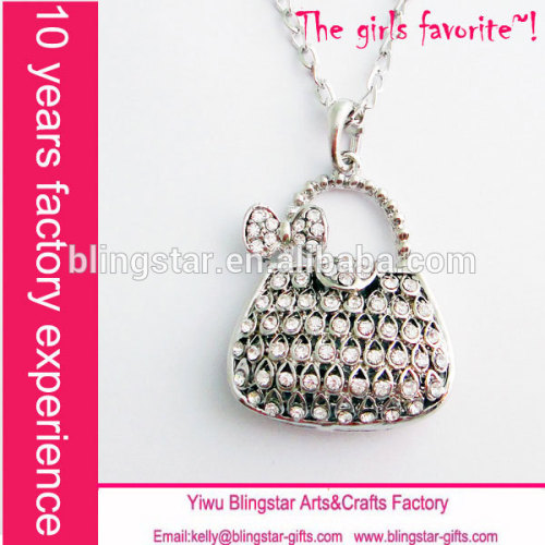 hot selling fashion necklace diamond cheap alloy bag pendant necklace for 1 dollor shop