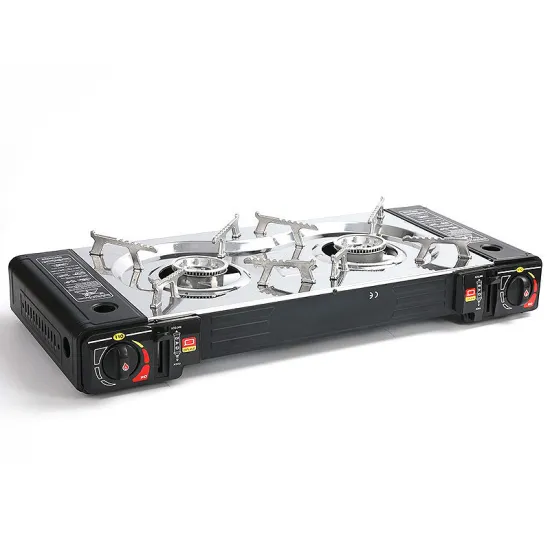 Portable Dual Burner Gas Stove with Magnetic Field BBQ Grills