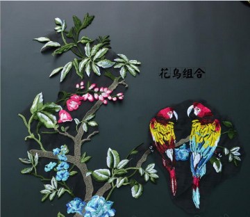 fashion birds and flowers cheap custom wholesale embroidery patch