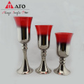 ATO Silver Glass Vasth Decorative Candlestick Decorativo