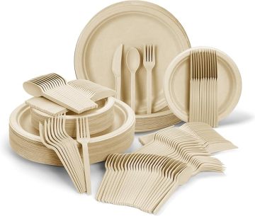 ALPIO 250 Piece Compostable Dinnerware Set