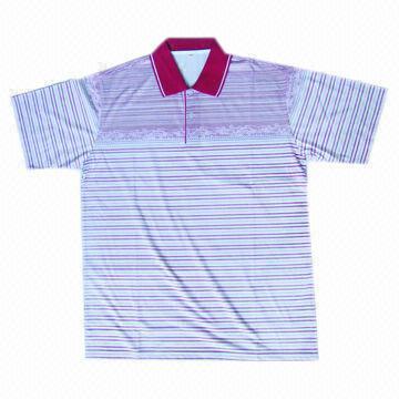 Men's Striped Printed Polo Shirt, Made of 100% Cotton