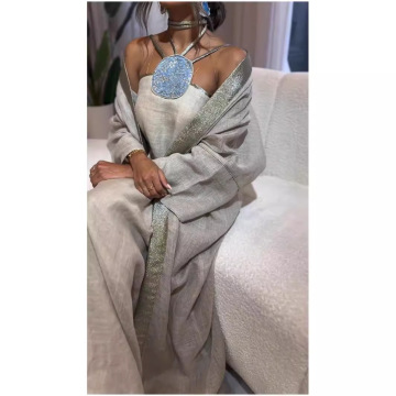 2024 Autumn New Elegant Hanging Neck Sequins Dresses 2 Piece Set with Cardigan for Women