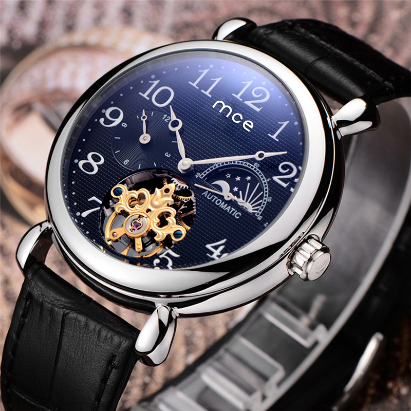 Tourbillon Automatic Watch Blue Dial Design for Men