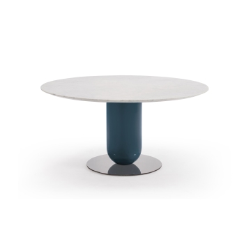 Metal Round White Marble dining table space saving