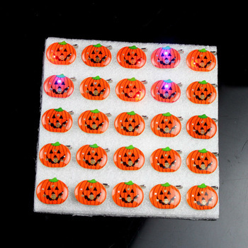 Flashing Pumpkin Magnetic Badge