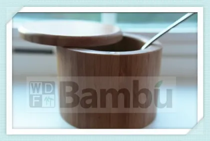 2014 -100% Pure Bamboo Round Salt Box---HOT!!!!