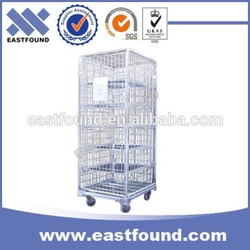 Demountable Roll Container Steel Mesh Pallets with Wheels Collapsible Foldable Wheeled Trolley Shopping Cart