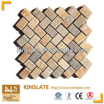 Natural Beige Quartzite Slate Stone Mosaic Tile