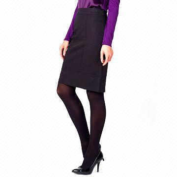 Ladies' skirt, length to knee, made of 65% polyester and 35% rayon