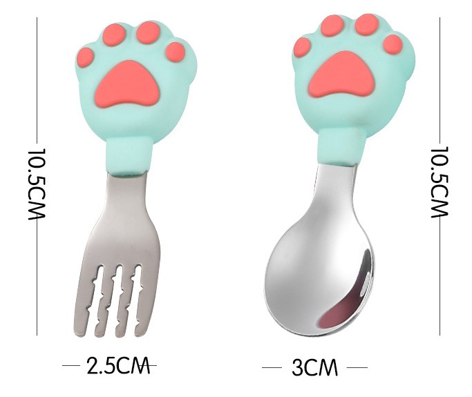 Silicone Stainless Steel Spoon Fork Set Utensils