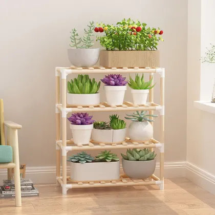 Wooden Home Garden Foldable Flower Pots Stand Shelving