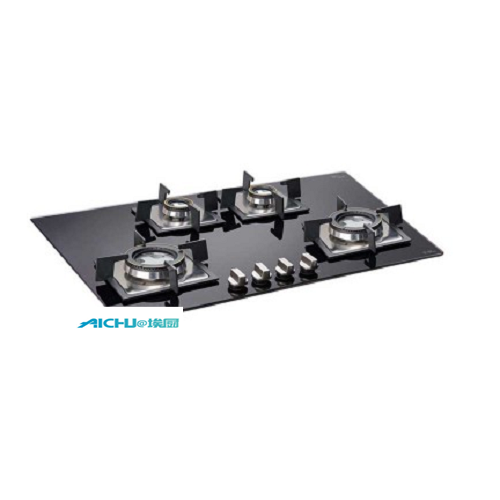 Glen Toughened Black Glass Gas Hob