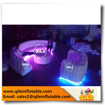 fashionable portable inflatable sofa table chair with color changed led light soft Modern Curved Sofa for Outdoor party use