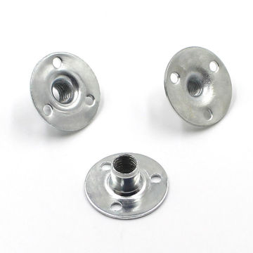 5/16\"-18 Tee Nuts with Brad Hole - Carbon Steel Round Base - Screw-In T-Nuts for Furniture Hardware