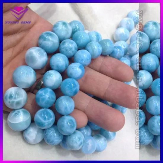 Natural marble blue round strands beads precious gemstone beads for jewelry