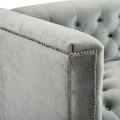 Hohe qualität Benutzerdefinierte luxuriöse lange sitzer weiche büschelige faltende graue chesterfield sofa für wohnzimmer