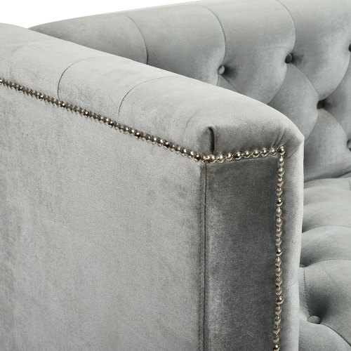 High quality custom luxury long seater soft tufted folding grey chesterfield sofa for living room