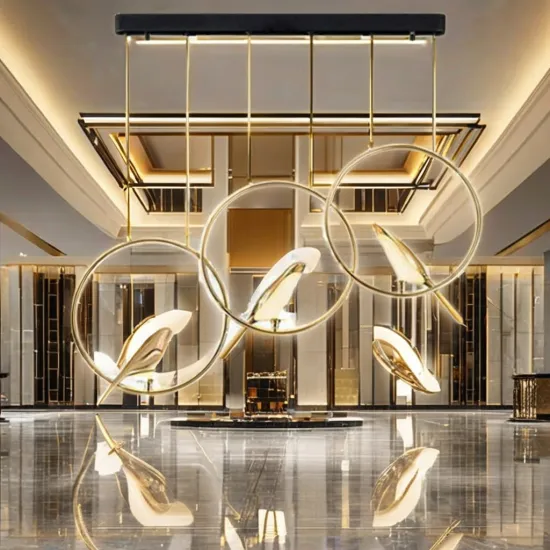 Modern Nordic LED Ceiling Chandelier with Gold Bird Vintage Design