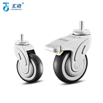 4/5 Inch 100mm TPR Twin Plastic Lead Screw Wheels: Universal Brake Casters for Hospital Medical Beds