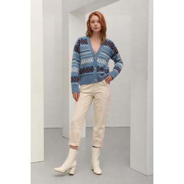 Cardigan corto donna a coste in cashmere