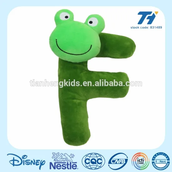 Custom F alphabet letter toys for study and educational frog puzzle stuffed toys