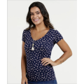 camicetta da donna con scollo a V profondo blusa a pois