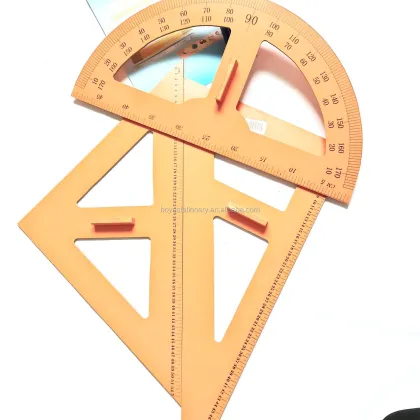 Wooden School Ruler and Geometric Protractor Set for Teaching and Woodworking