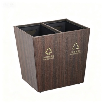 Premium Double-Division Trash Can in Glossy Plastic and Metal Fusion