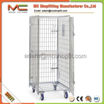 Galvanized warehouse wire security roll container roll cage